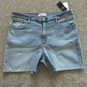 Abercrombie & Fitch‎ High Rise Cutoff Denim Shorts Light Wash Distressed 33